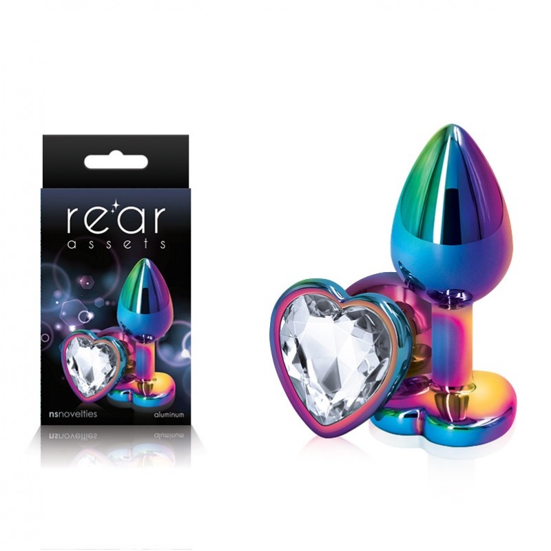 Rear Assets Multicoloured Butt Plug - Small (Heart Clear Gem)